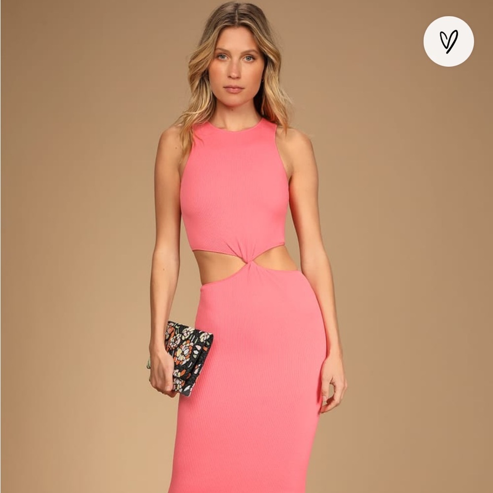 Everything Chic Coral Cutout Sleeveless Bodycon Midi Dress